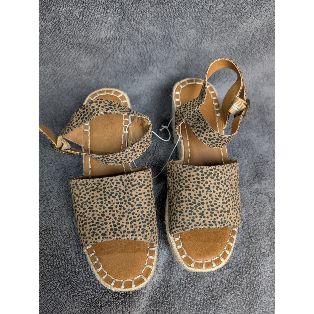 Universal Thread Leopard Print Espadrille Wedge Sandals Tan Black Size 8 hb